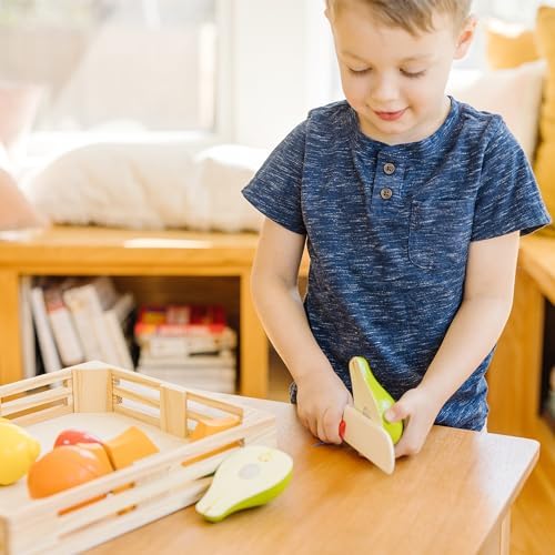 Melissa & Doug Cutting Fruit Set - Wooden Play Food Kitchen Accessory, Multi - Pretend Play Accessories, Wooden Cutting Fruit Toys For Toddlers And Kids Ages 3+