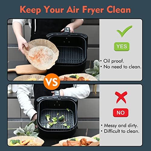 [3-Size] Air Fryer Disposable Paper Liner Compatible with Ninja Foodi Dual Air Fryer Toaster Oven, Non-stick Air Fryer Parchment Paper Baking Accessories (100Pcs - 8.7 Inch Rectangle, Natural)