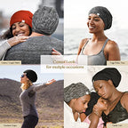 YANIBEST 2 Pcs Silk Bonnet Satin Bonnet Hair Bonnet for Sleeping - Adjustable Saty on Satin Lined Slouchy Beanie Hat for Women
