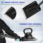ORIENTOOLS Snow Shovel, Folding Snow Shovel for Snow Removal, Lightweight Portable with D-Grip Handle and Durable Aluminum Edge Blade, Emergency Snow Shovel for Car, Truck, Camping (Black, Blade 9")