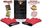 KITCHEN PERFECTION Silicone Smoker Oven Gloves -Extreme Heat Resistant BBQ Gloves -Handle Hot Food Right on Your Grill Fryer&Pit|Waterproof Grilling Cooking Baking Mitts|Superior Value Set +3 Bonuses