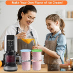 Creami Pints and Lids for Ninja, 4PCS Creamy Icecream Containers Cups Jars Tubs Canisters Set, Smoothie Pot Compatible with NC299AMZ & NC300s Series Creamer Ice Cream Maker Machine Accessories
