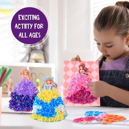 Poke-in Art and Crafts kit for Kids, DIY 8 Magical Princesses & 6 Accessories, Pretty Princess Game Toys for Girl 6-8 8-12, Gifts for Boys & Girls Ages 6 7 8 9 10 11 12 Years Old