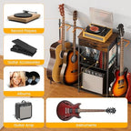 Guitar Stands Floor with 4 Guitar Holders, 3-Tier Guitar Stand Multiple Guitars, Guitar Rack with Amp Stand & Cloth Drawer, Multi Guitar Stand for Music Studio, Guitar Accessories gift for Music Lover