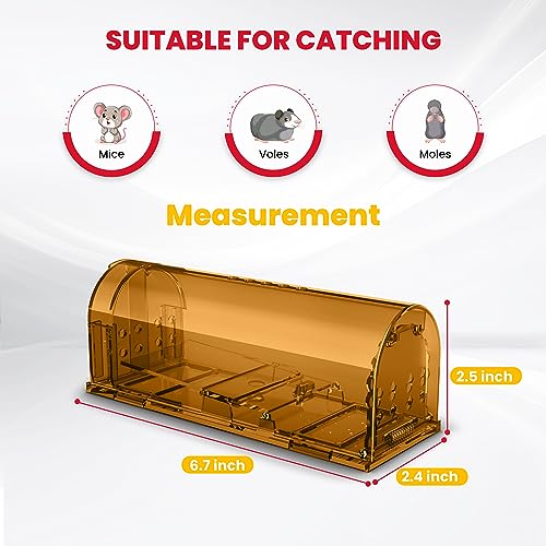 Utopia Home Humane Mouse Traps Indoor for Home (Pack of 4) - Brown Reusable Mice Traps for House Indoor - Pet Safe Mouse Trap Easy to Set, Quick, Effective, & Safe Rodent Trap
