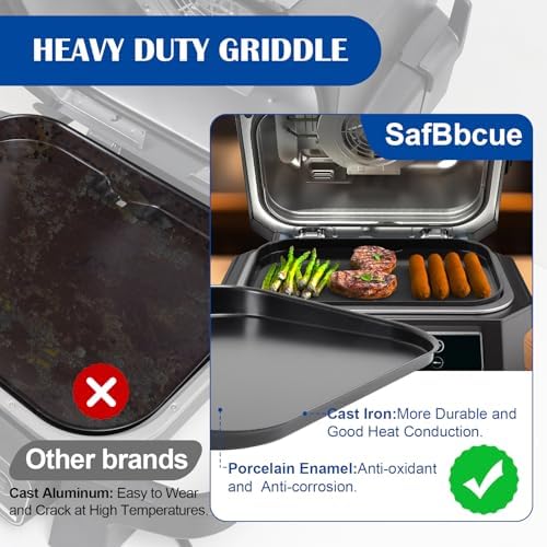 SafBbcue Griddle Plate & Smoke Rack for Ninja Woodfire Pro Connect XL Grill Ninja OG951 OG850 Grill Accessories, XSKGRIDLXL Flat Top Plate & XSKRSTRKXL Roast Rack for Ninja Woodfire OG800/900 Series