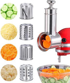 Stainless Steel Slicer Shredder Attachment for KitchenAid Mixers, Large Salad Maker,Cheese Grater Accessories with 4 Thick Blades,Dishwasher Safe