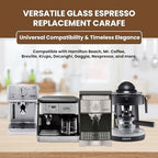 Cafe Brew Collection Premium 4-Cup Universal Glass Espresso Carafe Replacement - Fits Hamilton Beach, Mr. Coffee, Breville, and More Espresso Machines