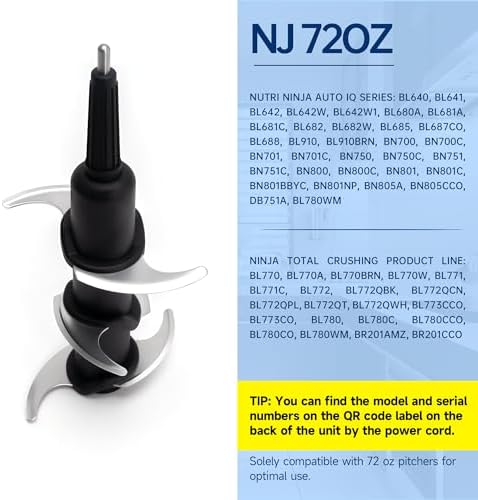 Blender Blade Replacement for Ninja 72 oz Pitcher, Replacement Parts for Nutri Ninja 1100W 1200W 1500W BL610 CT610 BL640 BL642 BL680 BL770 BL910 BN701 BN751 BN801