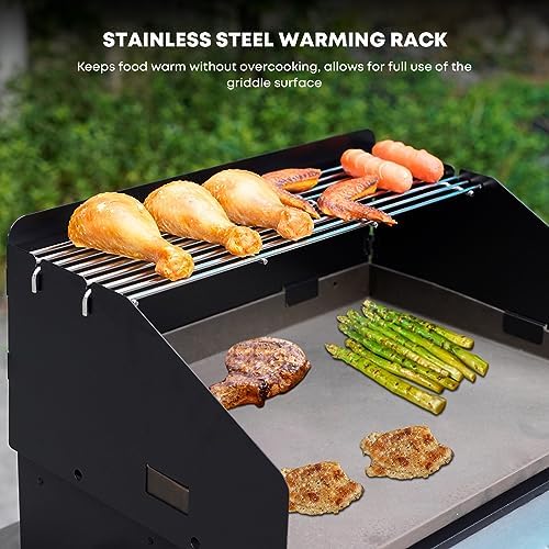 Stanbroil Griddle Wind Guard and Warming Rack for Cuisinart CGG-501 Gourmet Gas Grill, Foldable Wind Screen with Stainless Steel Cooking Grid, Griddle Accessories Kit for Cuisinart