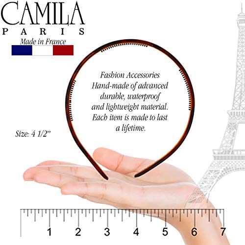 Camila Paris AD105 French Fashion Headband for Women, Skinny with Teeth for Strong Hold Grip Women's Hairband, Very Flexible, No Slip and Durable Styling Girls Hair Accessories, Made in France