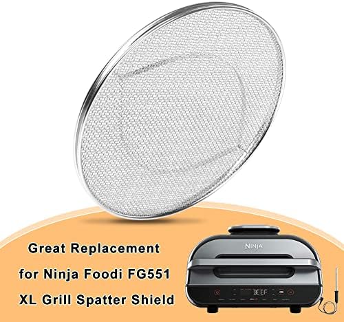 BYKITCHEN Stainless Steel Spatter Shield for Ninja Fg551 Foodi Smart XL Grill, Ninja XL Grill Accessories, Air Fryer Replacement Parts for Ninja 6 in 1 Smart Xl Indoor Grill