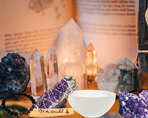 Selenite Crystal Smudge Bowl, 4 Sizes, Hand-Carved, Moroccan Crystal Holder to Charge, Cleanse Crystals, Charging Selenite Bowl, Spiritual Gifts, Wicca Supplies (3" Medium)