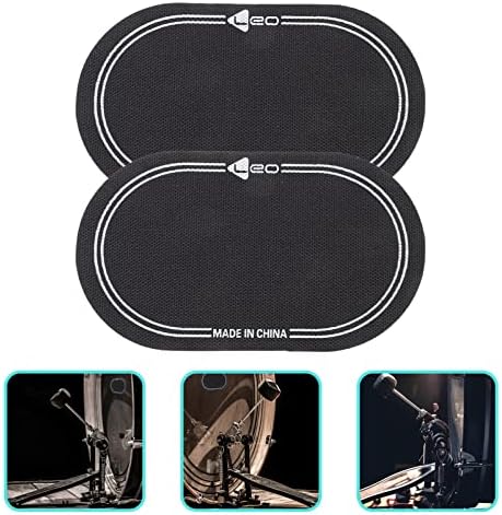 SUPVOX 2 Pcs Bass Drum Single Pedal Patch: 6.1 x 3.5 Inch Self-adhesive Drumhead Mute Pad - Percussion Instrument Accessories, Black Drum Patch for Replacement Kick Drum