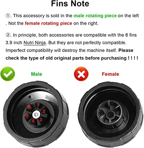 Blender Blade Replacement 6 Fins Pro Extractor Blade for Nutri Ninja Auto iQ BL480W-70 BL480D-30DOB BL450-70 BL451-70 BL454-70 BL455-70 BL481-70 BL482-70 Only Fit for 18 24 32 oz, No 16 oz