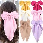 MRJ 6 Pcs Silky Satin Hair Bows Big Hair Ribbons for Women Large Hair Clips for Girls Hair Accessories Barrettes Metal Clips Bowknot Aesthetic