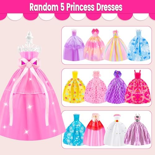 137 Pcs Doll Clothes and Accessories with Closet for 11.5 Inch Doll,Included Princess Dresses,Fashion Dresses,Casual Clothing,Swimsuits,Bags,Shoes,Doll Dress up Toys for Girls Kids Toddlers Gifts