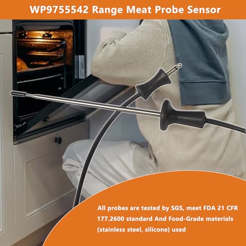 WP9755542 KitchenAid Oven Temperature Probe Sensor -Meat Thermometer Replacement for Model 9755542, Stainless Steel Food Probe Compatible with KitchenAid Ovens (Baking, Roasting, Grilling)
