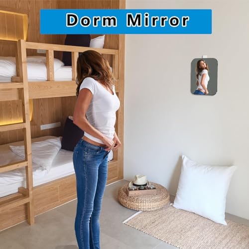 Shatterproof Shower Mirror for Shaving with Hook (X-Larger 1 Pack 8x 9 Inch)40% Cheaper Than The Original,Unbreakable Deluxe Plexiglass Makeup Mirror,Bathroom Wall Hanging,Portable Handheld Camping