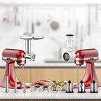 Gvode Meat Grinder and Cheese Grater Attachment for KitchenAid Stand Mixer, Slicer Shredder & Meat Grinder with Sausage Stuffer, 2 Pcs Accessories and Attachments for Kitchen aid