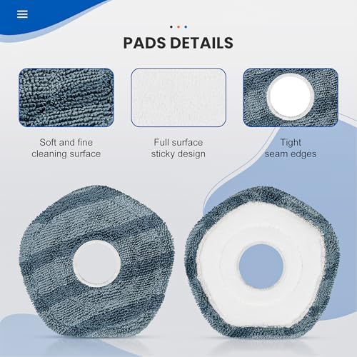 8 Pack Mop Pads Compatible with eufy X10 Pro Omni / X9 Pro Robot Vacuum Cleaner, Spin Cleaning Pads Replacement Accessories Set