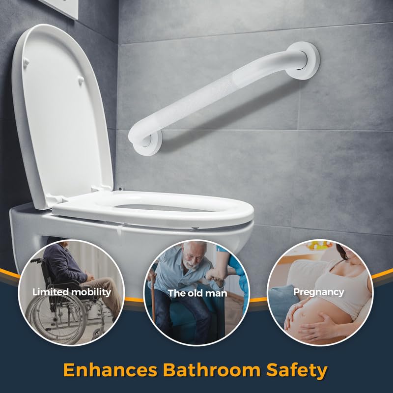 Grab Bars for Shower, 1 Pack 12-Inch Anti Slip Shower Handles for Elderly, Safety Shower Grab Bar, Stainless Steel Handicap Grab Bars for Bathroom (White 1" Diameter)