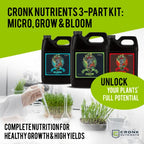 Cronk Nutrients 3-Part Kit - Complete Vegetative & Bloom Plant Food for Indoor & Outdoor Hydroponics, Soil, and Soilless Gardens - Supports Healthy Growth & Abundant Yields, 500mL