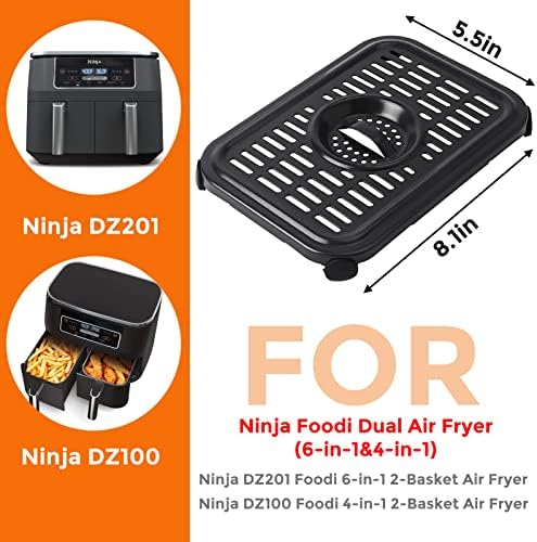 Ninja Air Fryer Grill Pan, 2 Pack Replacement Crisper Plate Grill Plate Tray Accessories with Rubber Bumpers for Ninja Foodi DZ090 DZ201 DZ100 Air Fryer, Dishwasher Safe