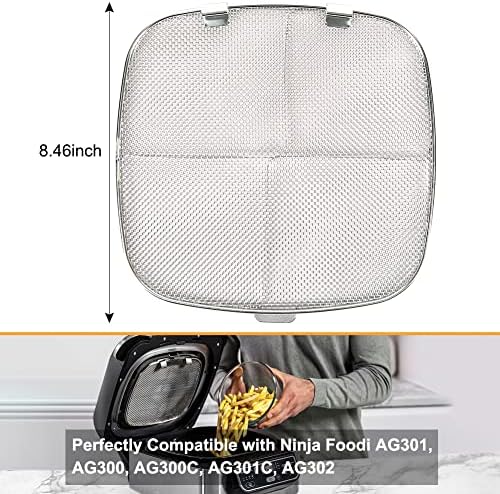 BYKITCHEN Stainless Steel Splatter Shield for Ninja Foodi AG301, Air Fryer Accessories for Ninja Foodi 5-in-1 Indoor Grill, Replacement Parts for Ninja Foodi AG300, AG300C,AG301C, AG302, AG400