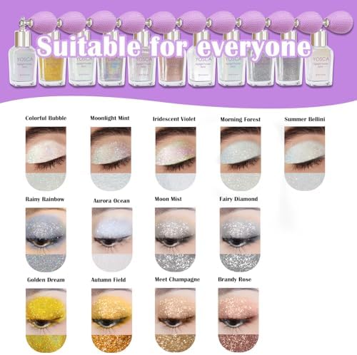 Yosca Body Glitter Spray, 30ML Loose Body Shimmer Powder Iridescent Hair Spray White Glitter Sparkle Highlighter Makeup Festival Concert Party Accessories for Rave Clothes Hair Face Nail Art