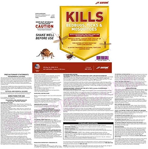 JT Eaton 209-W1G Bed Bug, Tick, and Mosquito Killer Spray, Water-Based Insecticide, Gallon with Sprayer