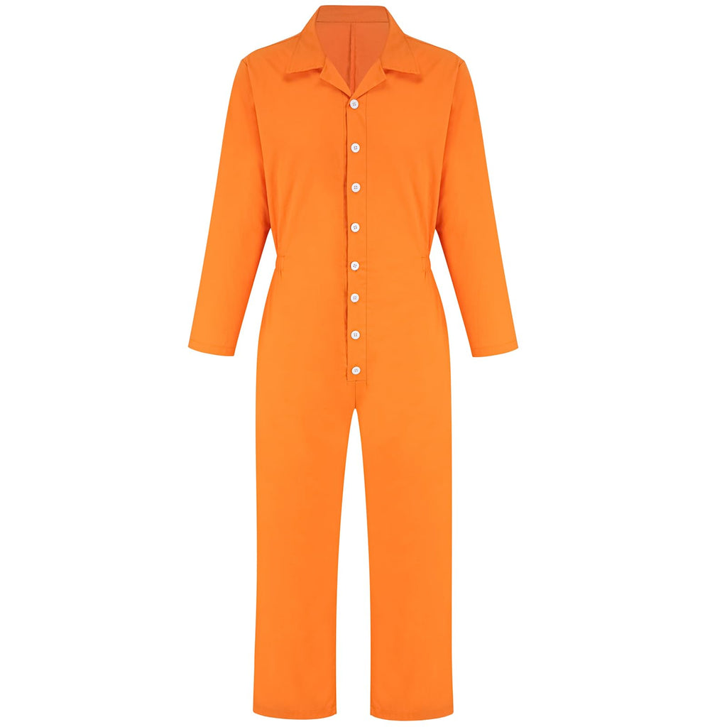ZeroShop Halloween Costume for Men Prisoner Jumpsuit Jail Convict Jailbird Orange Outfit and Accessories,M