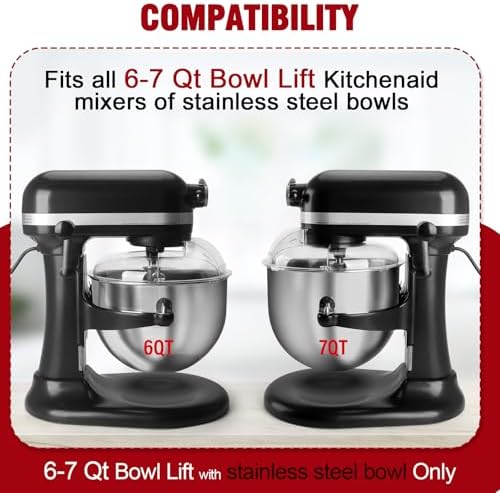 Pouring Shield for KitchenAid 6-7 Qt Bowl Lift Mixer,Fit for Stainless Steel Bowls (Only),Food Grade Pouring Shield Mixers Bowl Cover Splash Guard for Kitchen aid Accessories and Attachments,Upgraded