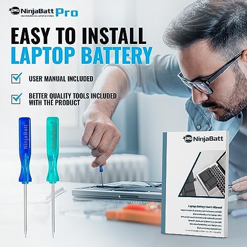NinjaBatt A1713 A1708 Replacement Battery for MacBook Pro 13-inch – A1708 (Late 2016, Mid 2017 Years) A2159 (2019) A2289 (Mid 2020) A2338 (M1 Late 2020) – Long Lasting Performance [4781mAh/54Wh/11.4V]