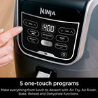 Ninja Air Fryer XL, 5.5 Qt. Capacity that can Air Fry, Air Roast, Bake, Reheat & Dehydrate, with Dishwasher Safe, Nonstick Basket & Crisper Plate and a Chef-Inspired Recipe Guide, Grey, AF150AMZ