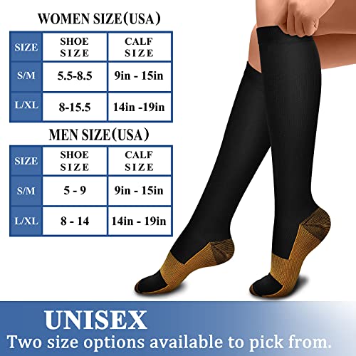 CHARMKING Compression Socks for Women & Men Circulation 8 Pairs 15-20 mmHg is BEST Graduated for Nurses, Support, Athletics, Cycling, Running, Flight Travel, Pregnancy, Boost Performance(Multi 48,S/M)