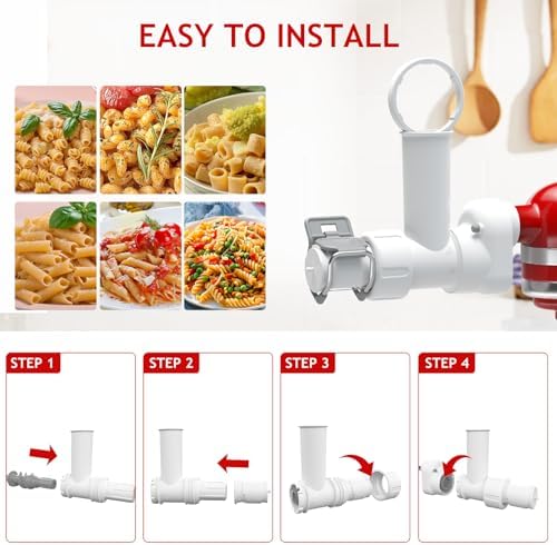 Pasta Maker Attachment for Kitchenaid Stand Mixer with 6 Different Shapes of Pasta Outlet, Durable Kitchenaid Accessories and Attachments, Dishwasher Safe