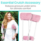Vive Sheepskin Crutch Pads & Hand Grips for Adults, Kids, Crutches, Armpits - Accessories Knee Scooter Foot Injuries Pillow for 5ft Medical 6 feet Youth Padding Arm Underarm Folding Walking Crutches