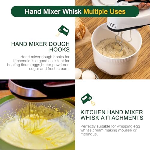 Hand Mixer Beaters Blender For KitchenAid & Hand Mixer Dough Hooks For KitchenAid Hand Mixers Whisk Attachment KHMPW Stainless Steel Egg Beater/Whisk Attachment for Kitchen Hand Mixer Accessories,3PCS
