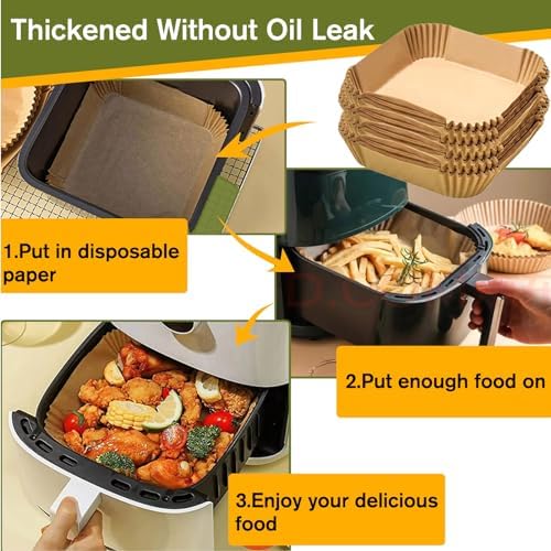 Air Fryer Liners Disposable for Paris Hilton Large 6-Quart Air Fryer, Paris Hilton Air Fryer Accessories, 225PCS 8 Inch Non Stick Paper Liners, Parchment Paper Liners for 6QT Ninja, Gourmia