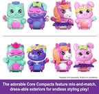 Polly Pocket Dolls and Playset, Tea Party Bunny Compact, Travel Toy with 1 Micro Doll, Pet Bunnies, Food & Fashion Styling Accessories