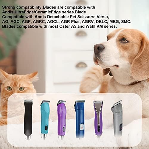 3 Pack 10 Blade Dog Grooming Replacement Blades Compatible with Andis Clippers/Oster A5/Wahl KM,Detachable Ceramic Blade & Stainless Steel Blade,Size-10, 1/16-Inch Cut Length (64315)