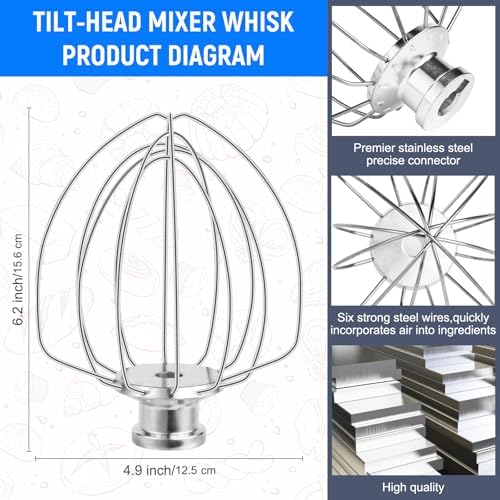 Mixer Whisk Attachment for Kitchenaid Stand Tilt-Head Wire Whip Accessories