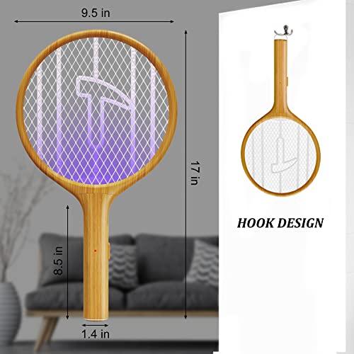 Endbug 2 in 1 Bug Zapper Racket, Dual Modes Electric Fly Swatter with Purple Attracting Light, Hangable Mosquito Zapper, Handheld Fly Zapper for Indoor & Outdoor (Not Rechargeable)