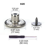 15 Sets Replacement Jeans Buttons, 17mm No-Sew Nailess Removable Metal Jeans Button Replacement Repair Combo Thread Rivets and Screwdrivers