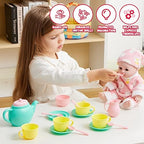 JOYIN 18PCS Pretend Play Tea Party Set Play Food Accessories BPA Free, Phthalates Free, Plastic Tea Set, Mini Kitchen for Kids, Gifts for Toddler Boys Girls Ages 3 4 5 6 Years Old