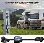 30amp Surge Protector for RV Accessories - POWSAF rv Voltage Protector/Monitor with Surge Protection(4100 Joules), Designed with Easy to Use Handles, ETL Listed, Black