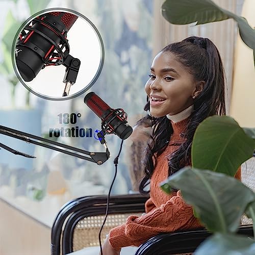 Microphone Mount Adapter for Hyperx Quadcast with 3/8" or 1/4" Screw Adapter, Works with HyperX QuadCast Microphone Stand & Boom Arm Durable Replacement Accessory for Mic (Black)