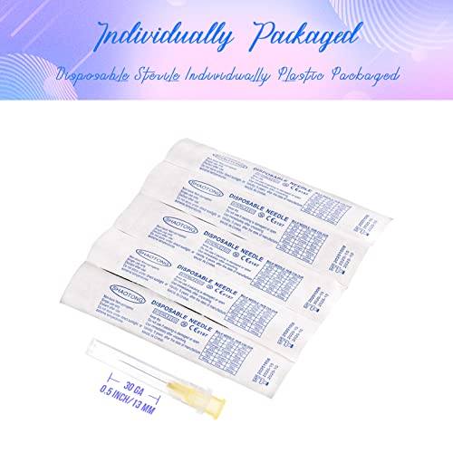 SHAOTONG 30 Gauge 1/2 Inch Luer Lock Accessories Disposable Lab Supplies, Pack of 100