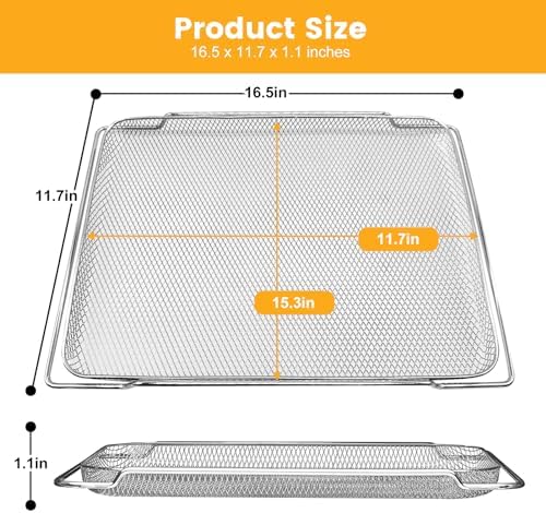 Air Fryer Basket for Breville BOV900BSS Smart Oven Air Fryer Pro,16.5"D x 11.8"W x 1.1"H Food Grade Steel Mesh Baskets Accessories Tray for Breville Air Fryer Toaster Oven, Microwave Oven